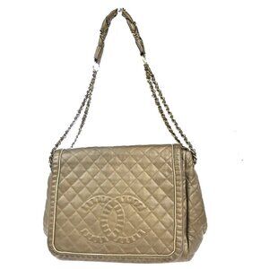 CHANEL CC Matelasse Istanbul Accordion Flap Shoulder Bag Leather Gold 687RP044